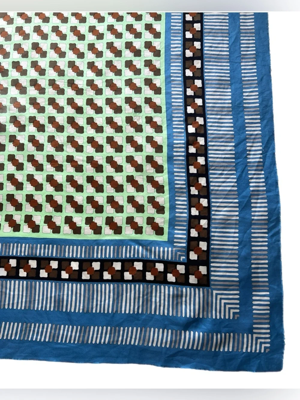 RARE 70s Yves Saint Laurent YSL Vintage Silk Scarf Geometric Mod Print 34”x34”